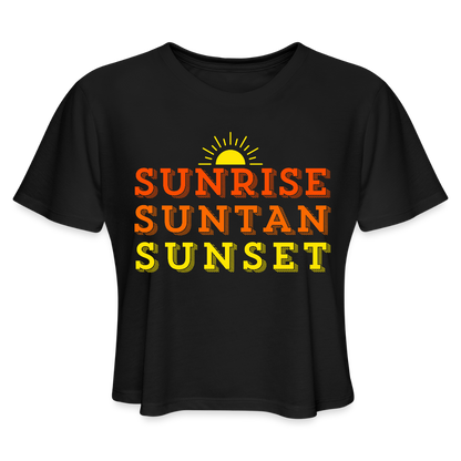Sunrise Suntan Sunset Women's Crop Tee - black