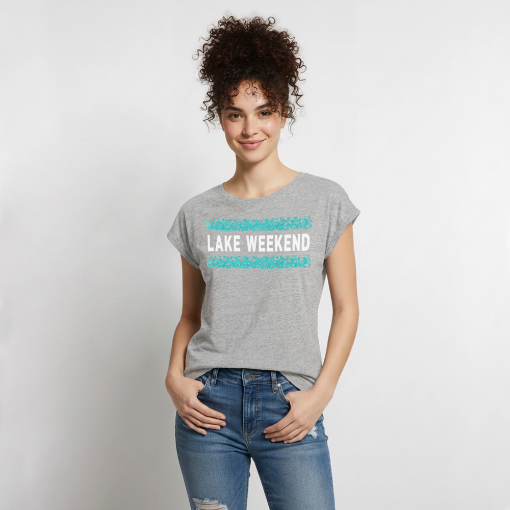 Lake Weekend Bubble Stripe Tee - Ladies Fit - heather grey