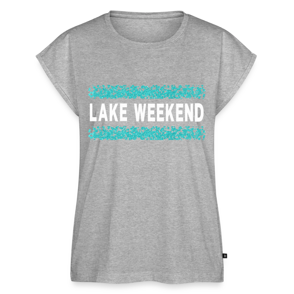 Lake Weekend Bubble Stripe Tee - Ladies Fit - heather grey