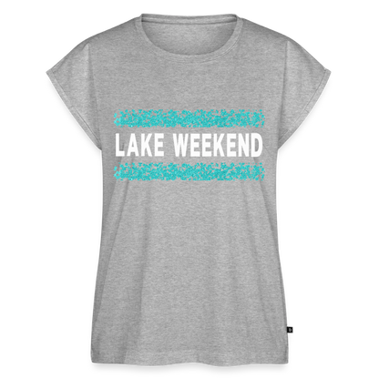 Lake Weekend Bubble Stripe Tee - Ladies Fit - heather grey