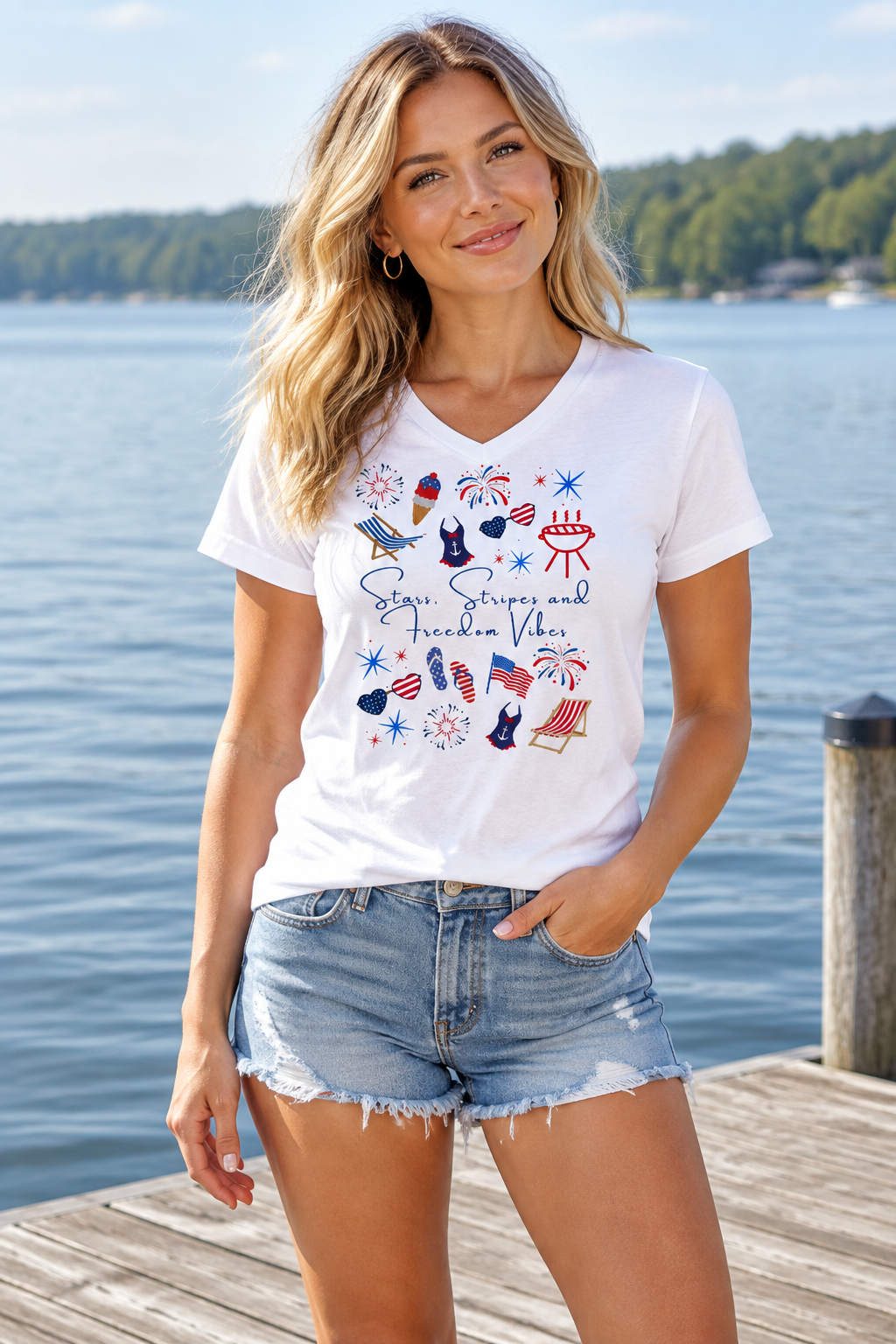 Stars, Stripes & Freedom Vibes – Women’s Patriotic Tee