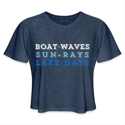 Boat Waves, Sun Rays, Lake Days Women's Crop Tee - heather navy