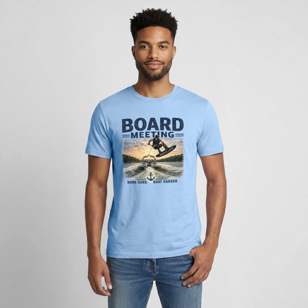 Board Meeting™ Wakeboarding Tee - Unisex Wakeboarding T-Shirt - light blue