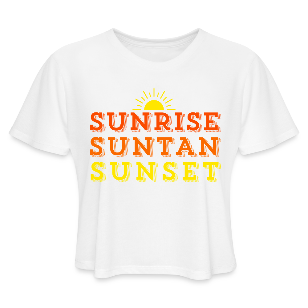 Sunrise Suntan Sunset Women's Crop Tee - white