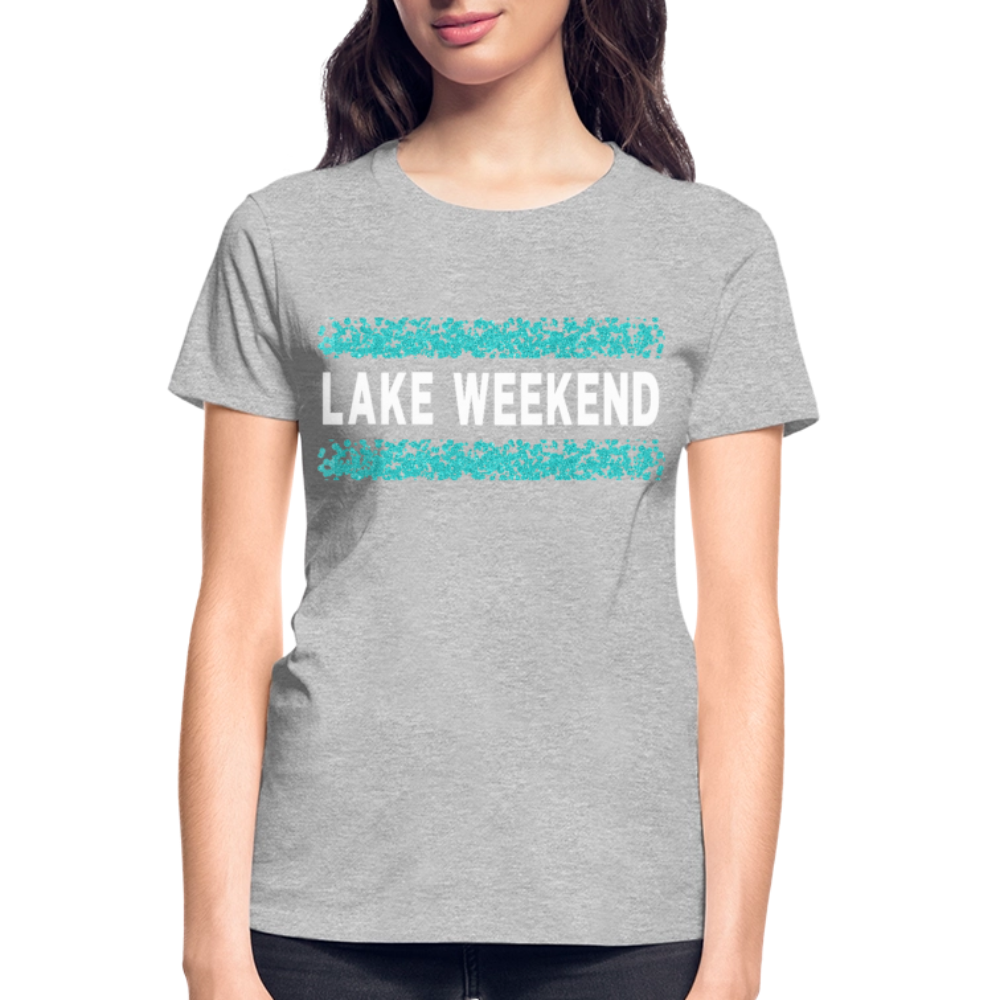 Lake Weekend Bubble Stripe Tee - Ladies Fit - heather gray