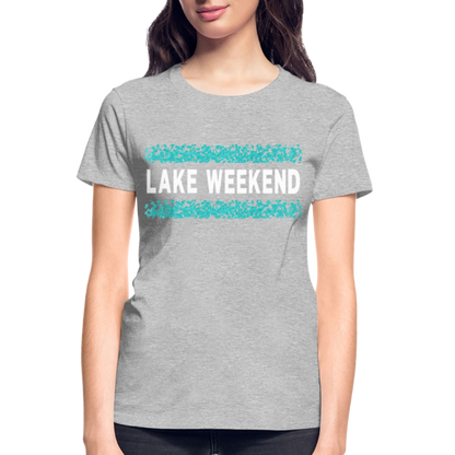 Lake Weekend Bubble Stripe Tee - Ladies Fit - heather gray
