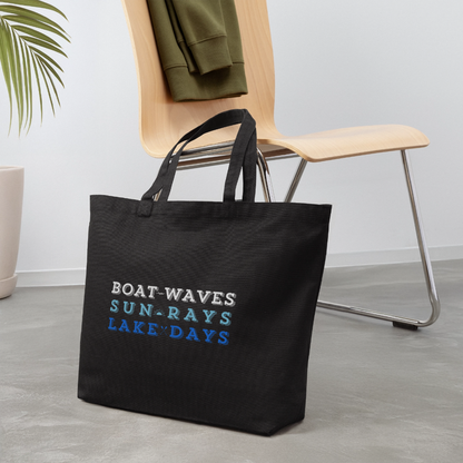 Boat Waves, Sun Rays, Lake Days Canvas Tote - black