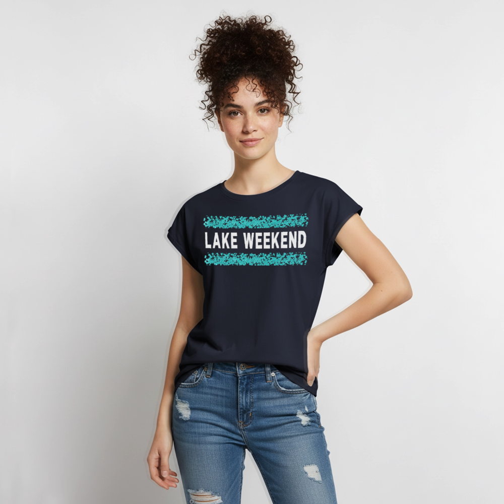 Lake Weekend Bubble Stripe Tee - Ladies Fit - navy