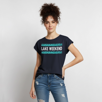 Lake Weekend Bubble Stripe Tee - Ladies Fit - navy