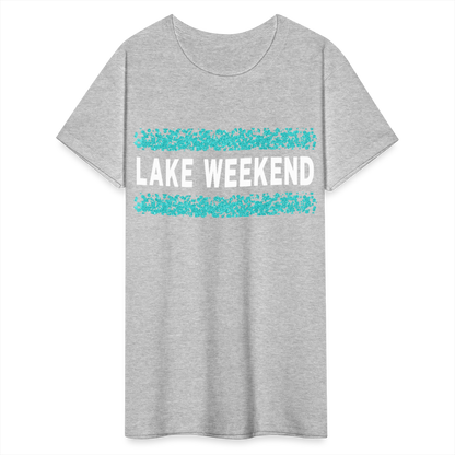 Lake Weekend Bubble Stripe Tee - Ladies Fit - heather gray
