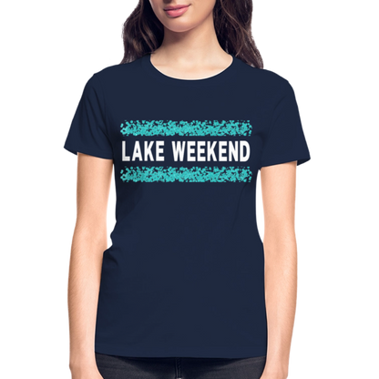 Lake Weekend Bubble Stripe Tee - Ladies Fit - navy