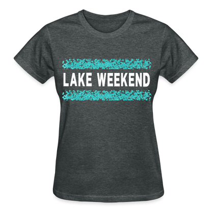 Lake Weekend Bubble Stripe Tee - Ladies Fit - deep heather