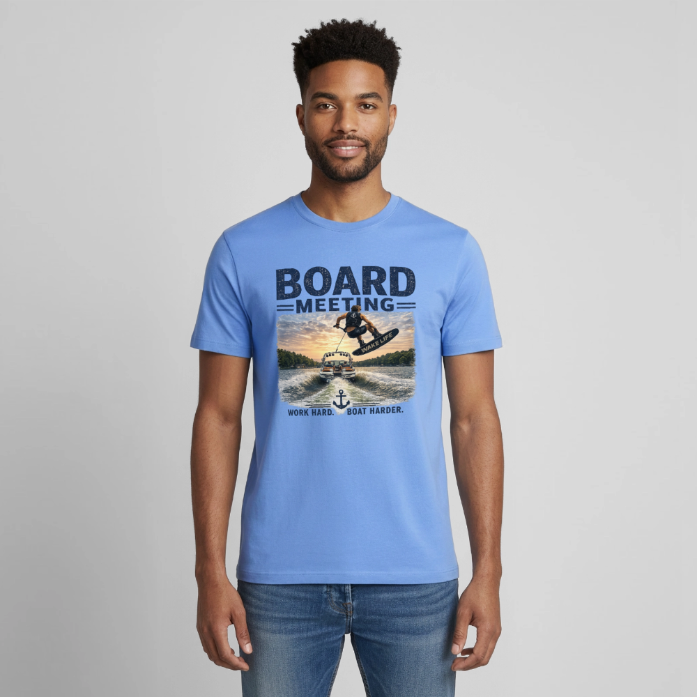 Board Meeting™ Wakeboarding Tee - Unisex Wakeboarding T-Shirt - carolina blue