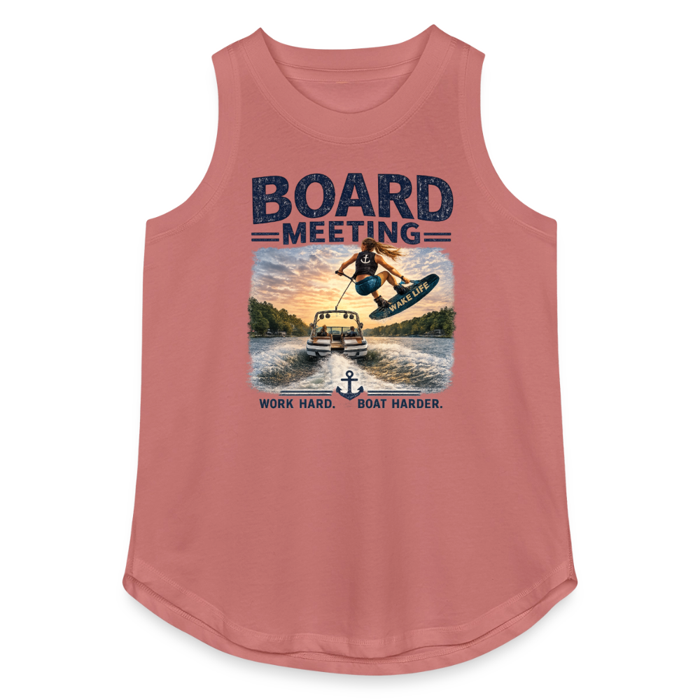 Board Meeting™ Women's Wakeboarding Tank Top | Work Hard. Boat Harder.™ - mauve