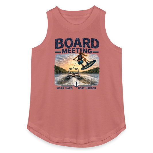 Board Meeting™ Women's Wakeboarding Tank Top | Work Hard. Boat Harder.™ - mauve