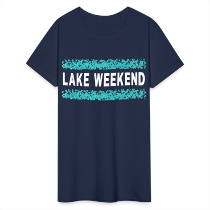 Lake Weekend Bubble Stripe Tee - Ladies Fit - navy