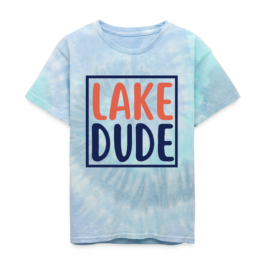 Lake Dude Kid's Tie Dye T-Shirt, Boys Lake Tee - blue lagoon