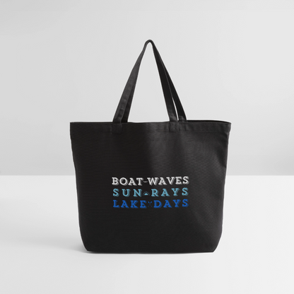 Boat Waves, Sun Rays, Lake Days Canvas Tote - black