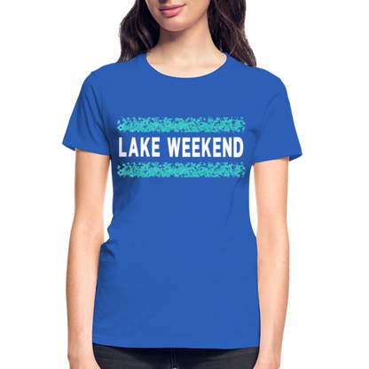 Lake Weekend Bubble Stripe Tee - Ladies Fit - royal blue