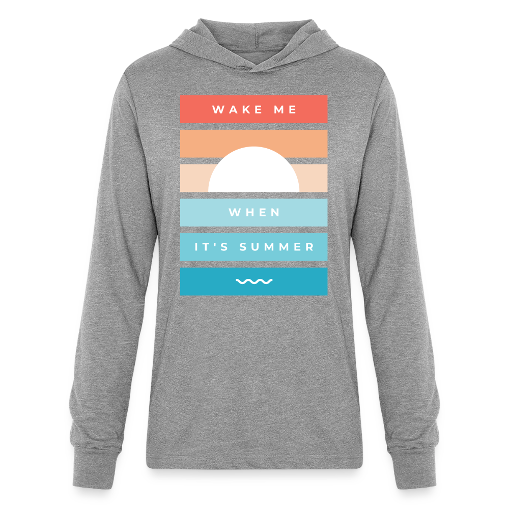 Wake Me When Its Summer Lightweight Hooded T-Shirt - heather grey