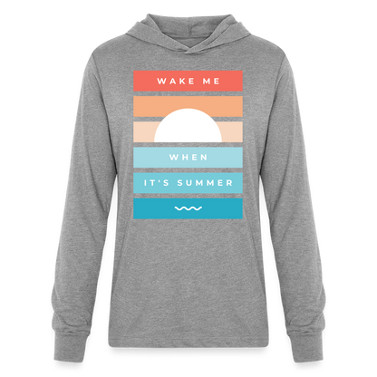 Wake Me When Its Summer Lightweight Hooded T-Shirt - heather grey