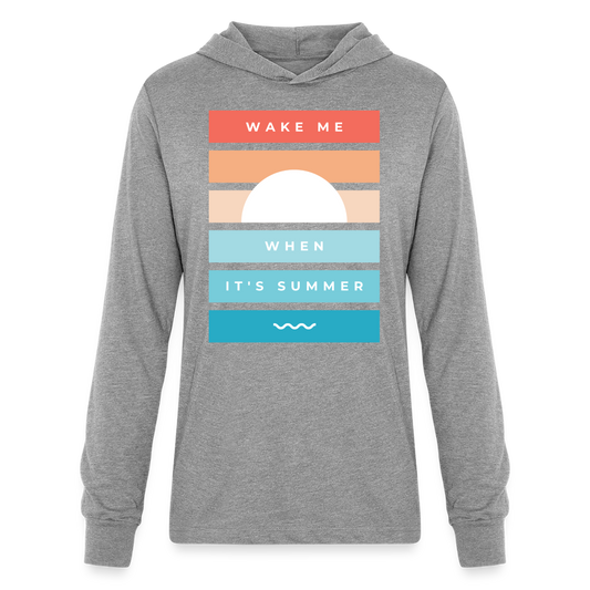 Wake Me When Its Summer Lightweight Hooded T-Shirt - heather grey