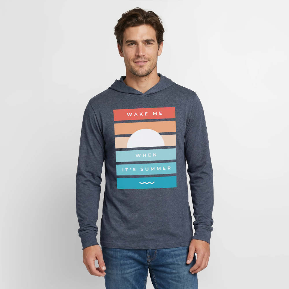 Wake Me When Its Summer Lightweight Hooded T-Shirt - heather navy