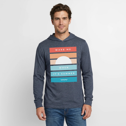 Wake Me When Its Summer Lightweight Hooded T-Shirt - heather navy