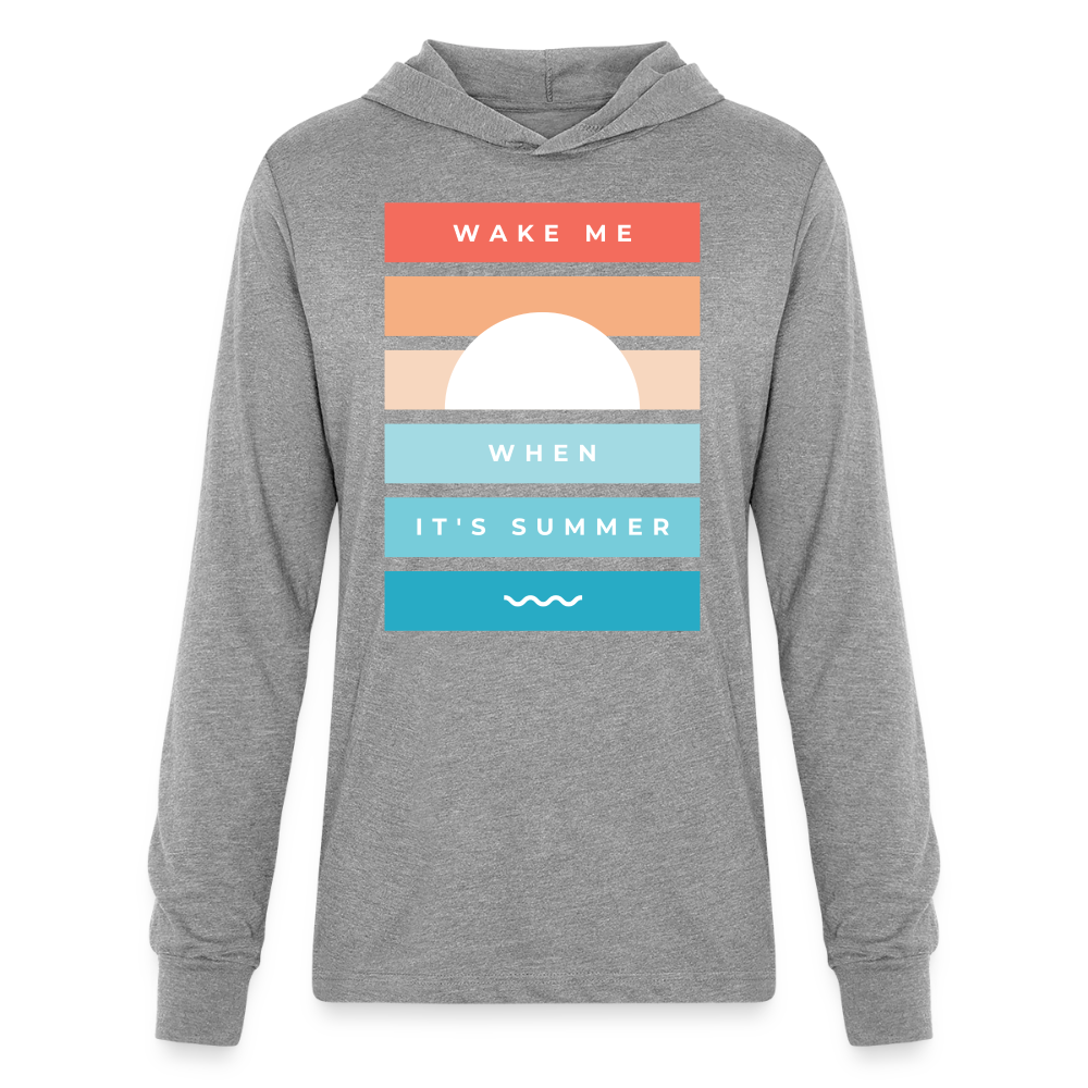 Wake Me When Its Summer Lightweight Hooded T-Shirt - heather grey