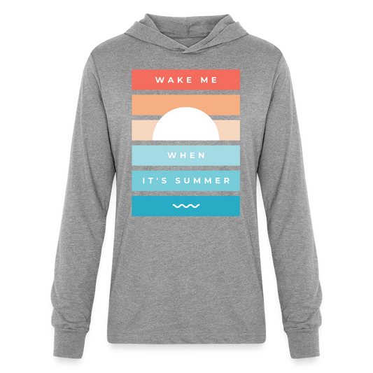 Wake Me When Its Summer Lightweight Hooded T-Shirt - heather grey