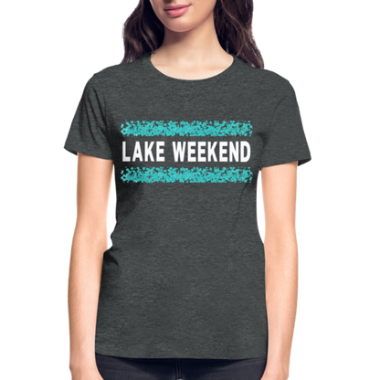 Lake Weekend Bubble Stripe Tee - Ladies Fit - deep heather