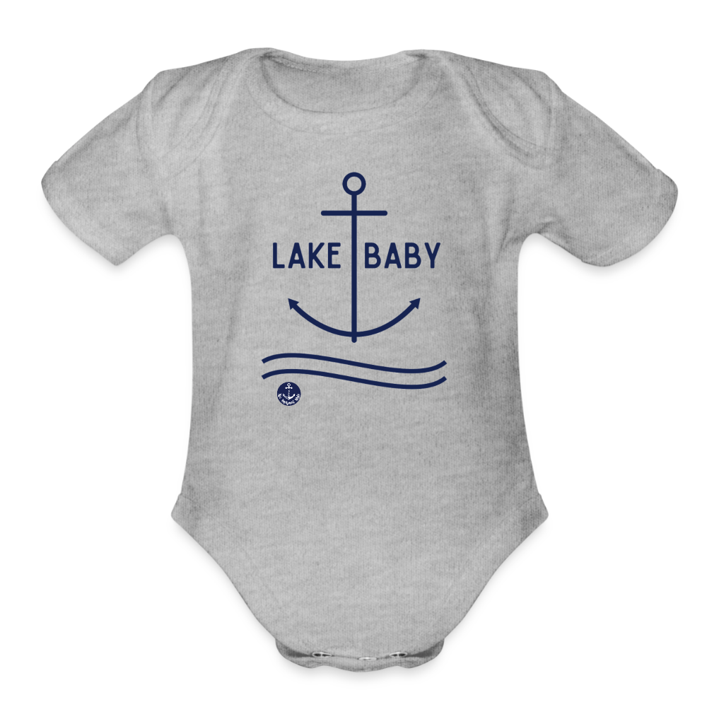 Anchor Lake Onesie for Infant, Nautical Onesie for Baby - heather grey