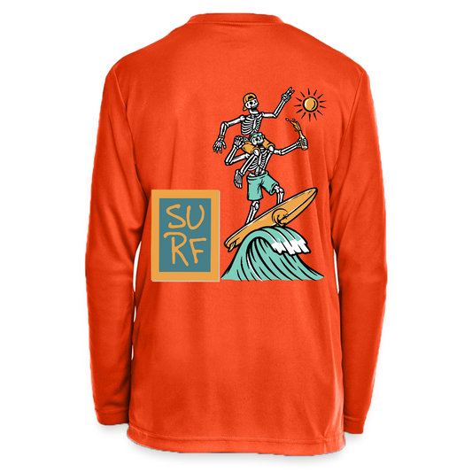 Youth "Wave Lover" Rashguard – Surf Skeleton Edition - orange