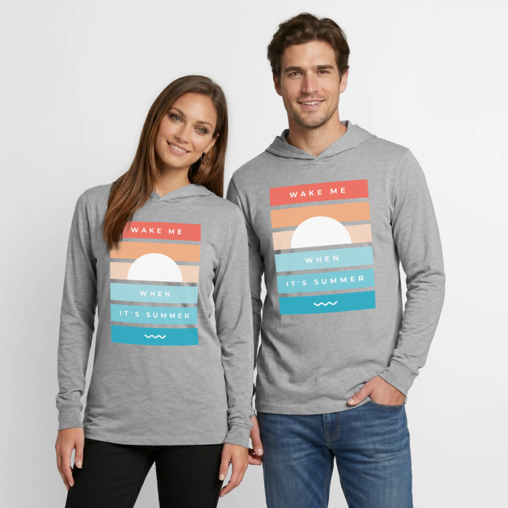 Wake Me When Its Summer Lightweight Hooded T-Shirt - heather grey