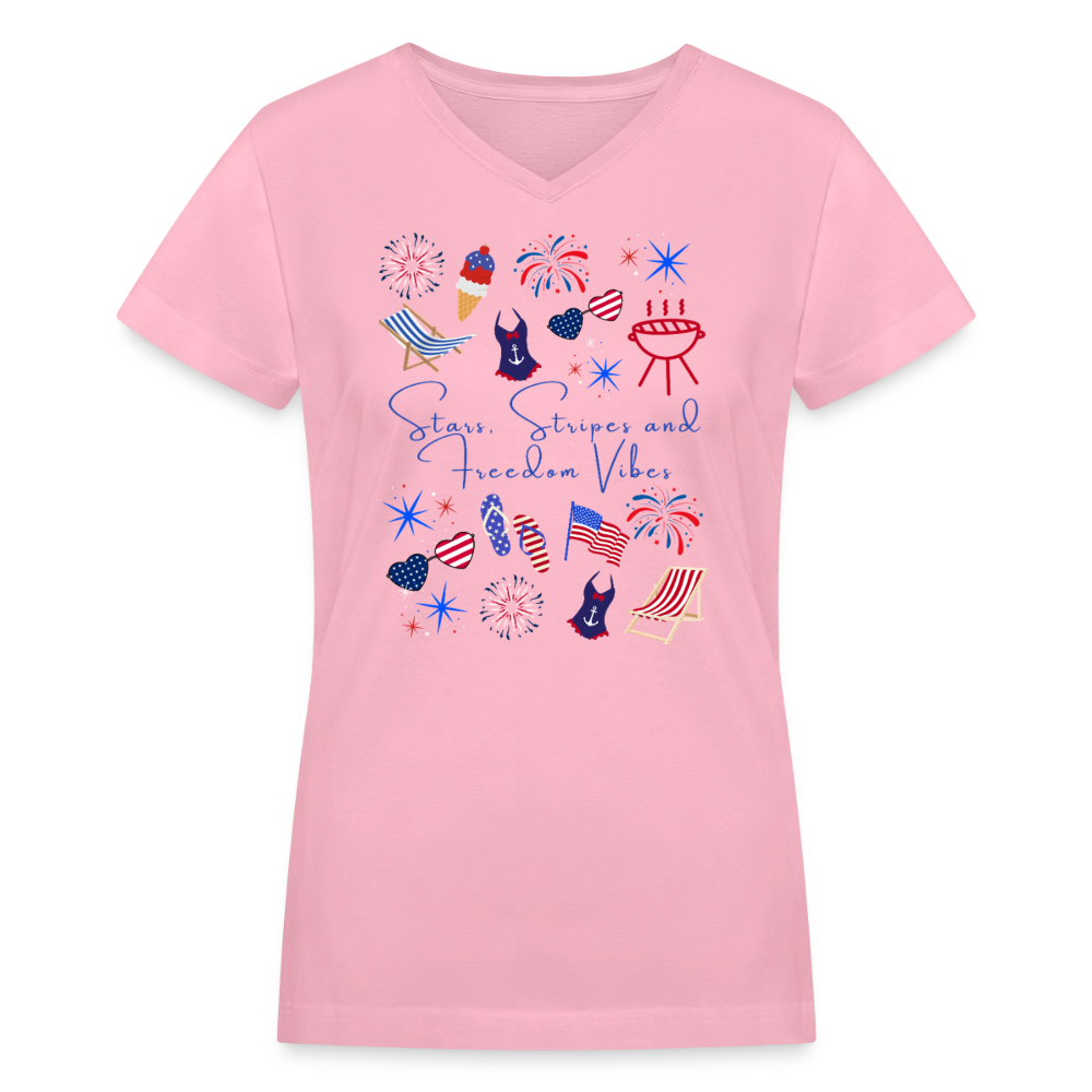 Stars, Stripes & Freedom Vibes – Women’s Patriotic Tee - pink