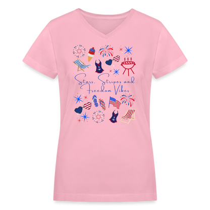 Stars, Stripes & Freedom Vibes – Women’s Patriotic Tee - pink