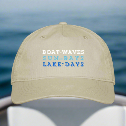 Boat Waves, Sun Rays, Lake Days Organic Snapback Ball Cap