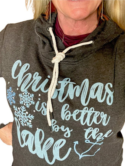 Christmas at the Lake Unisex Lightweight Hoodie, Christmas Sweatshirt