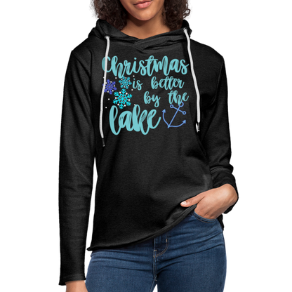 Christmas at the Lake Unisex Lightweight Hoodie, Christmas Sweatshirt - charcoal grey