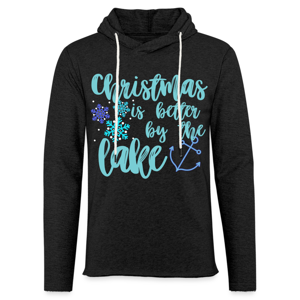 Christmas at the Lake Unisex Lightweight Hoodie, Christmas Sweatshirt - charcoal grey