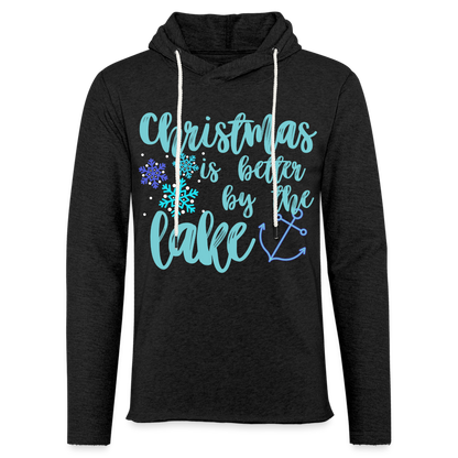 Christmas at the Lake Unisex Lightweight Hoodie, Christmas Sweatshirt - charcoal grey