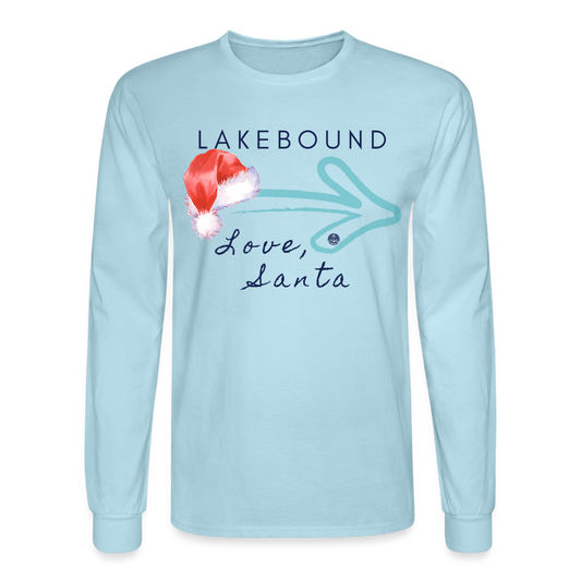 Lakebound Santa Long Sleeve Lake Tee, - powder blue