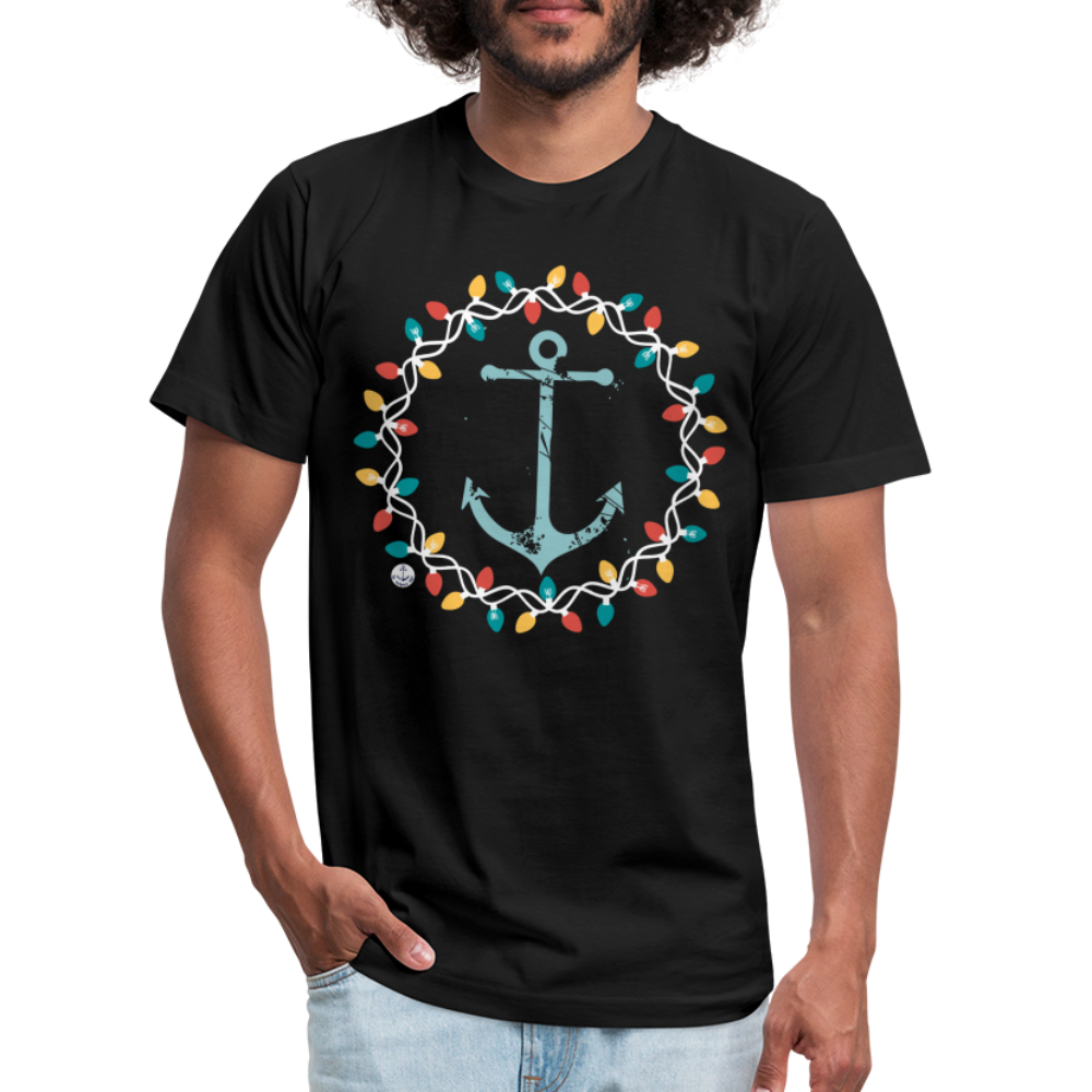 Christmas Wreath Anchor Unisex Lake Tee, Christmas T-Shirt - black