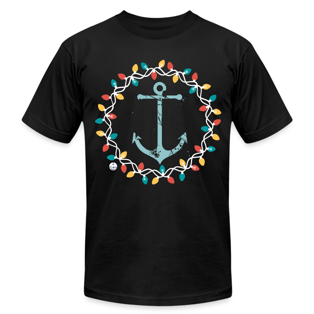 Christmas Wreath Anchor Unisex Lake Tee, Christmas T-Shirt - black