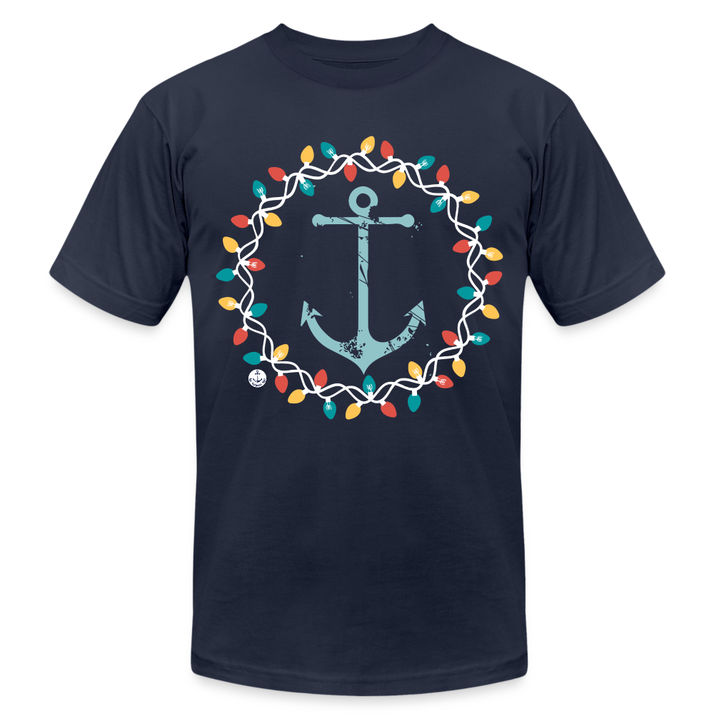 Christmas Wreath Anchor Unisex Lake Tee, Christmas T-Shirt - navy