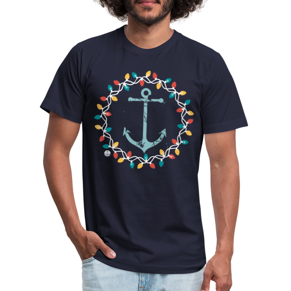 Christmas Wreath Anchor Unisex Lake Tee, Christmas T-Shirt - navy