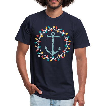 Christmas Wreath Anchor Unisex Lake Tee, Christmas T-Shirt - navy