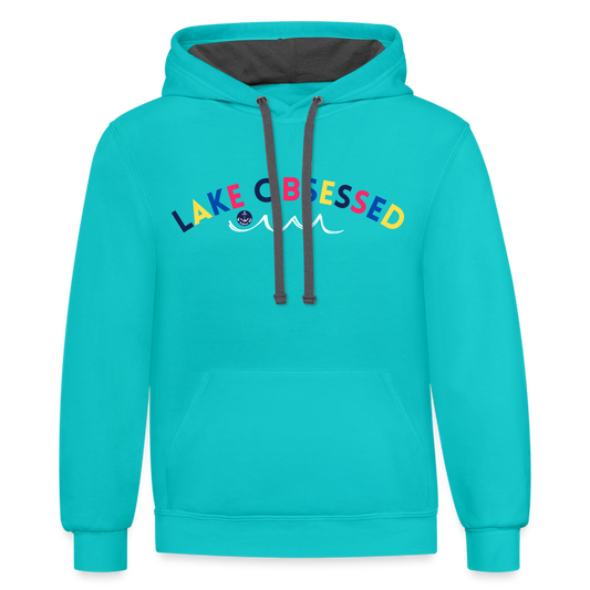 Lake Obsessed Contrast Hood Lake Hoodie - scuba blue/asphalt