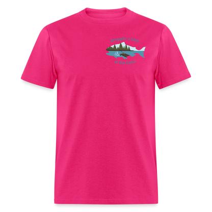 Droppin' a Line at the Lake Men's Lake Tee, Men's Fishing Shirt - fuchsia