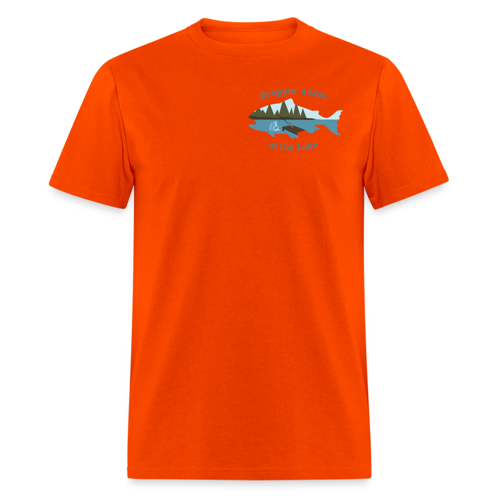 Droppin' a Line at the Lake Men's Lake Tee, Men's Fishing Shirt - orange